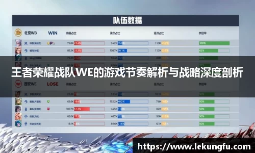王者荣耀战队WE的游戏节奏解析与战略深度剖析